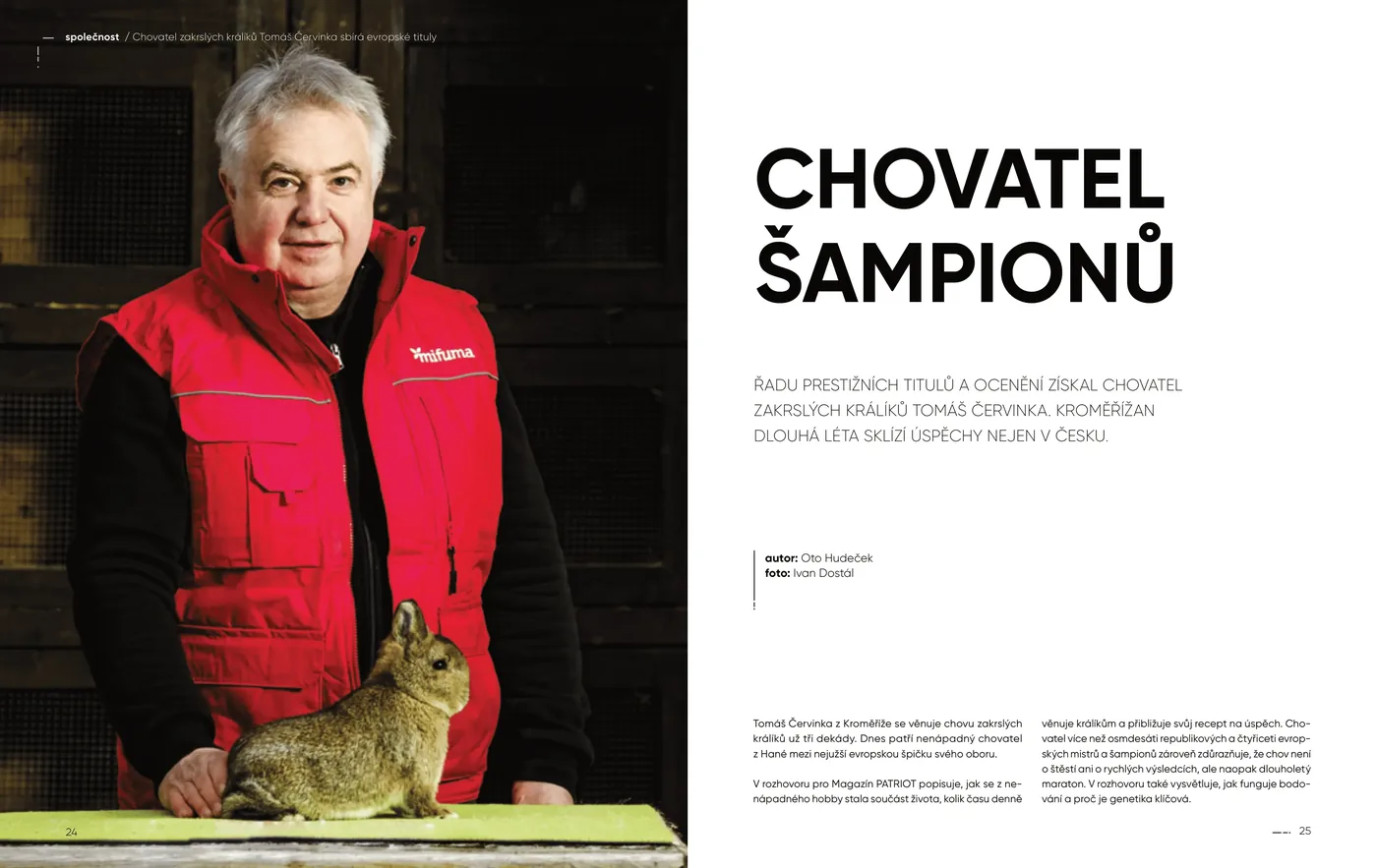 Dvoustrana rozhovoru Chovatel šampionů v&nbsp;Magazínu PATRIOT